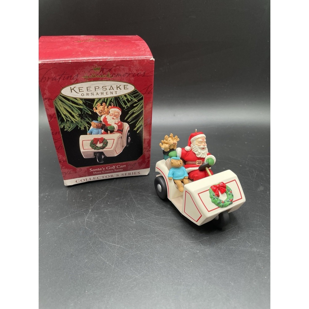 Hallmark 1999 ~ Here Comes Santa‎ #21 ~ Keepsake Ornament ~ Santa's Golf Cart